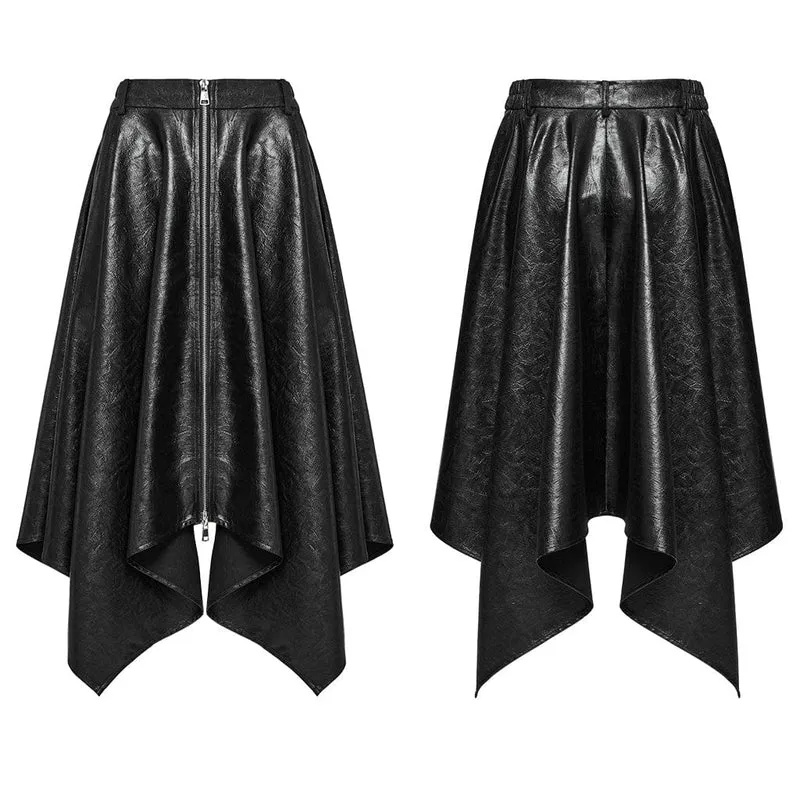 Unregelmäßiger Punk-Kunstlederrock für Damen