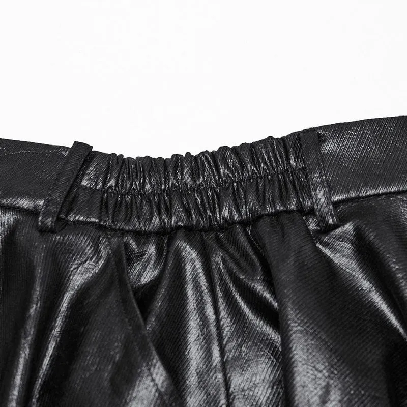 Unregelmäßiger Punk-Kunstlederrock für Damen