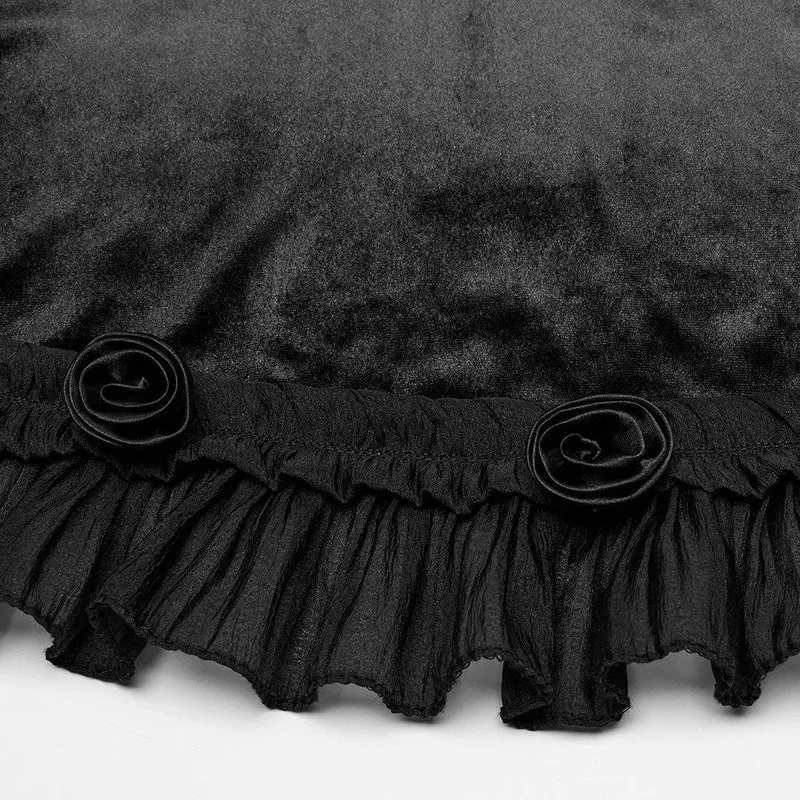 Gothic-Slipkleid aus Samt mit Rüschen, Spitzeneinsatz und Farbverlauf für Damen, Abschlusskleid