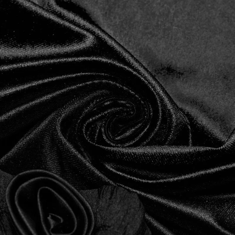 Gothic-Slipkleid aus Samt mit Rüschen, Spitzeneinsatz und Farbverlauf für Damen, Abschlusskleid