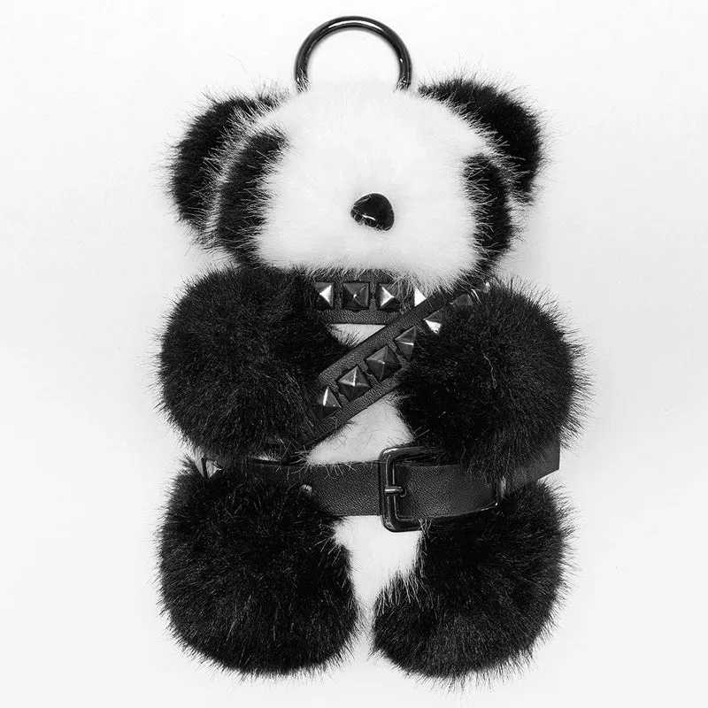 Punk-Nietengürtel für Damen mit Panda-Puppe