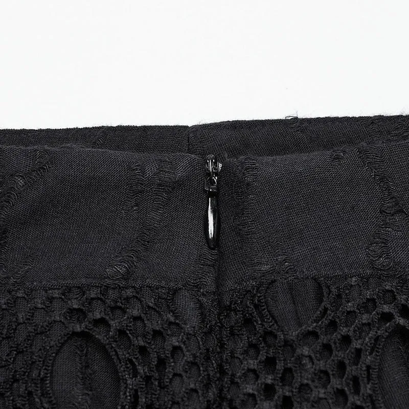 Punk-Rock aus zerrissenem Netzstoff mit Fischschwanzmuster für Damen