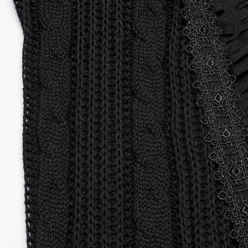 Gothic Ripped Lace-up Strickrock für Damen Schwarz