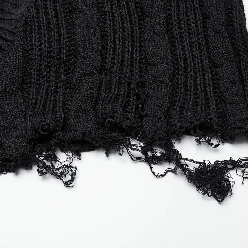 Gothic Ripped Lace-up Strickrock für Damen Schwarz