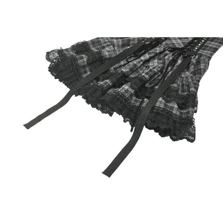 Punkiges, mehrlagiges Partykleid mit Spitzensaum und Karomuster für Damen, ideal für Abschlussfeiern