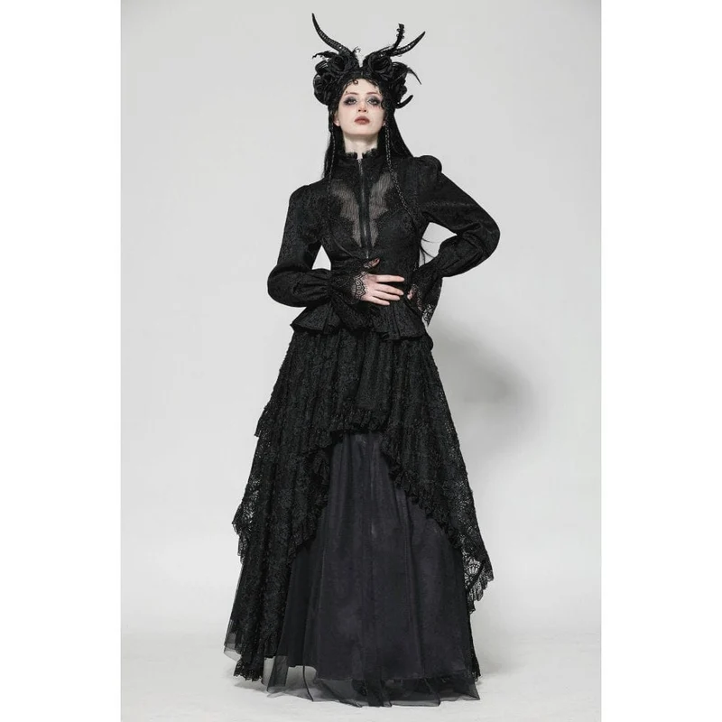 Gothic-Mantel mit Stehkragen und Schnürung für Damen