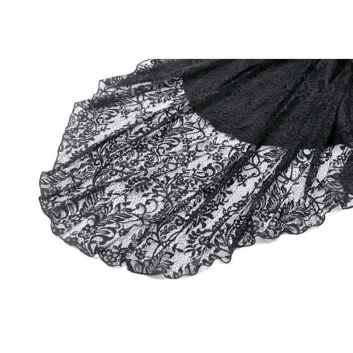 Gothic-Abendkleid aus Spitze mit schulterfreiem High/Low-Ausschnitt für Damen