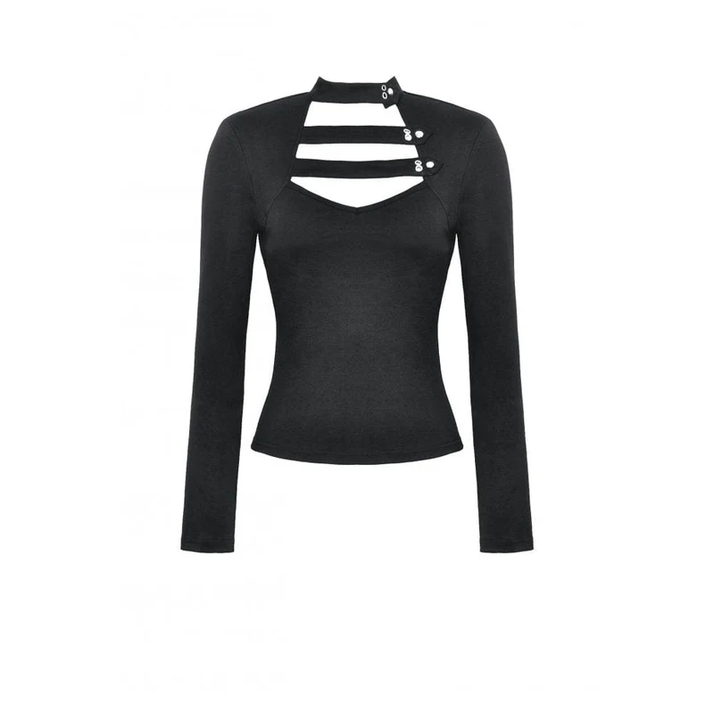 Punk Cutout Tiefer Ausschnitt Shirt für Damen