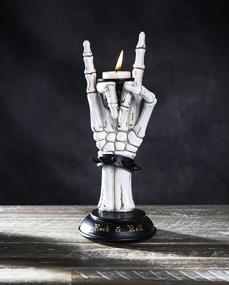 Rock On Skelett Hand Kerzenhalter 25cm