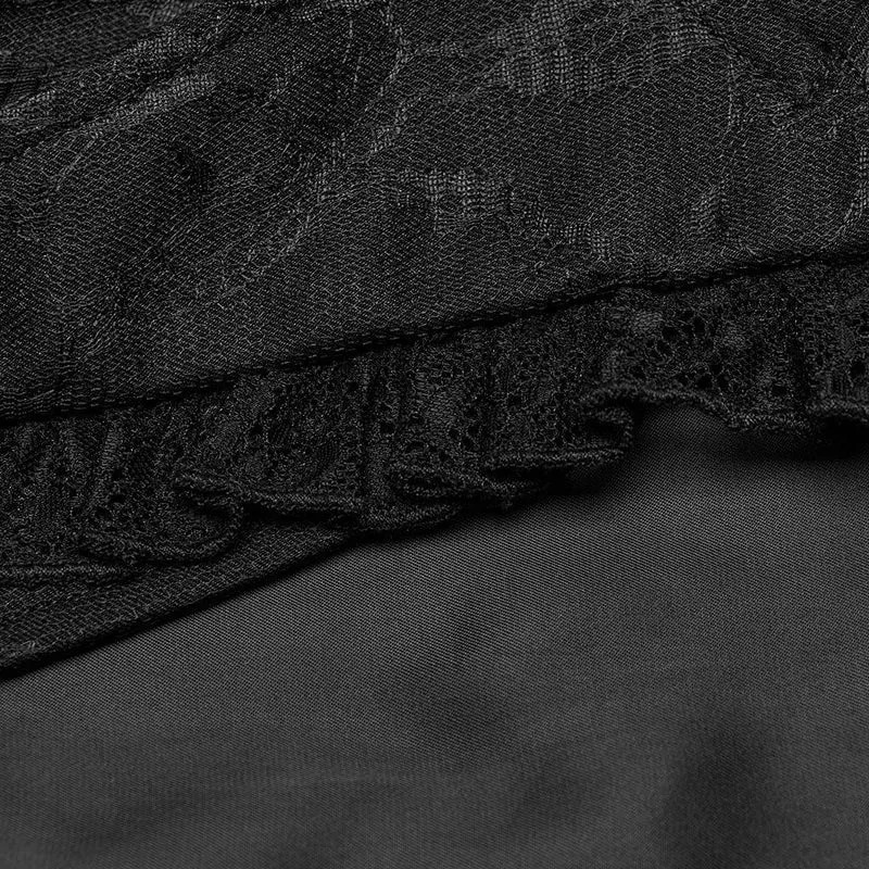 Gothic Weste mit Rüschen und Spitzen-Revers für Damen in Schwarz