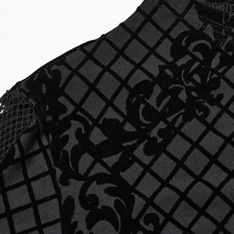 Gothic-Reißverschluss-Flock-Mesh-Jacke für Damen