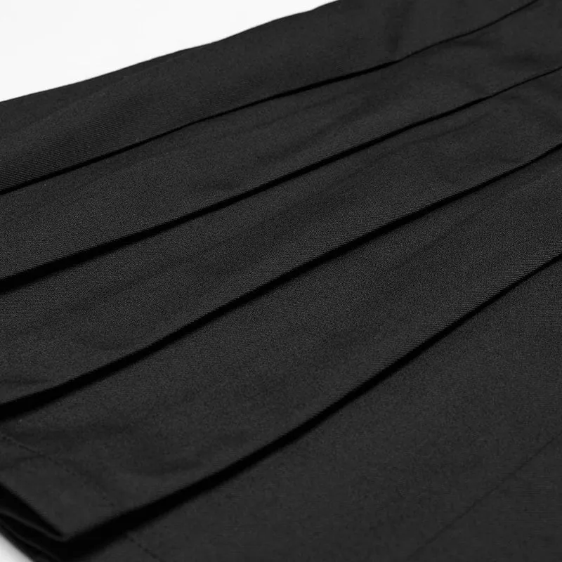Faltenrock mit Punk-Totenkopf-Schnalle für Damen