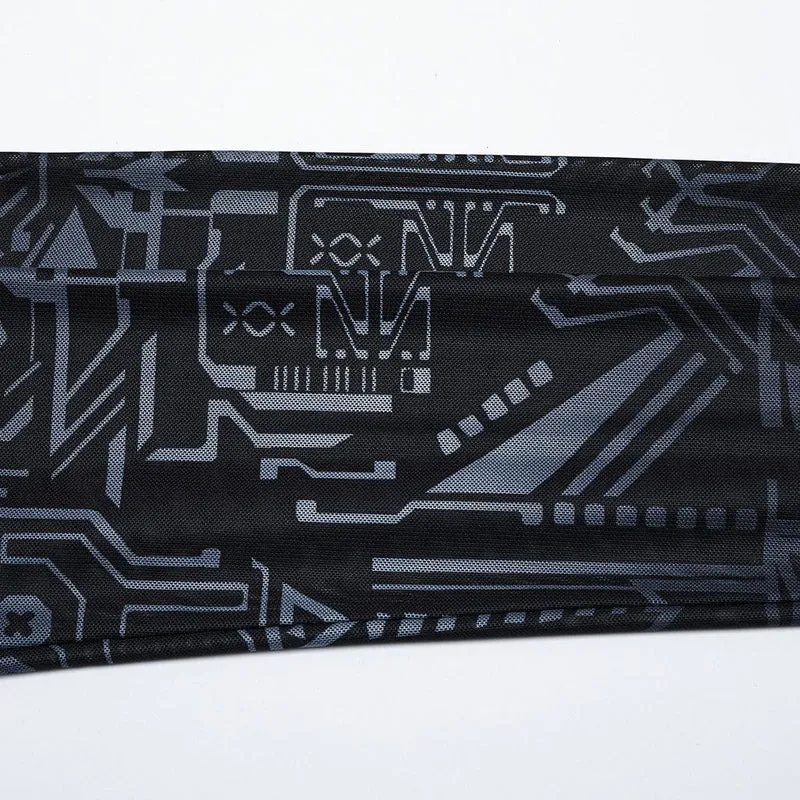 Netzhemd mit Cyberpunk-Farbverlaufsdruck für Damen
