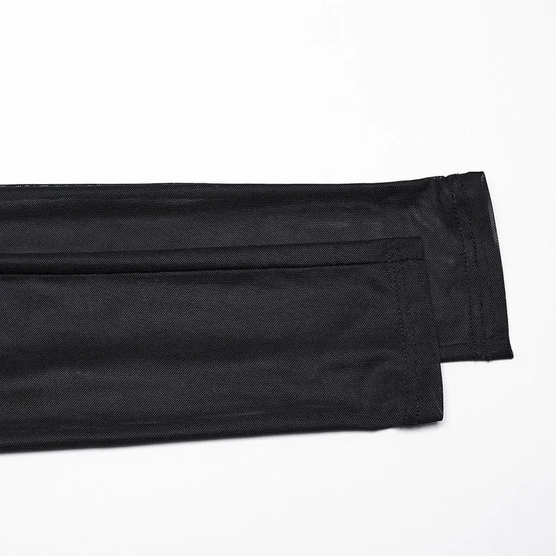 Damen-Leggings aus Netzstoff mit Cyberpunk-Farbverlaufsdruck
