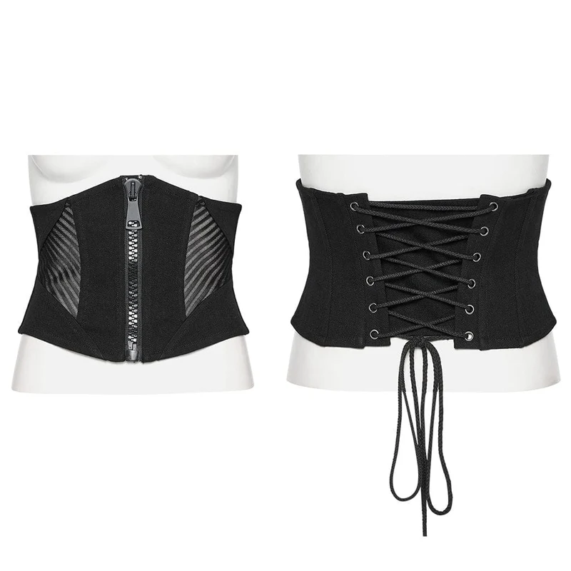 Punk Mesh Splice Zipper Unterbrustkorsett für Damen