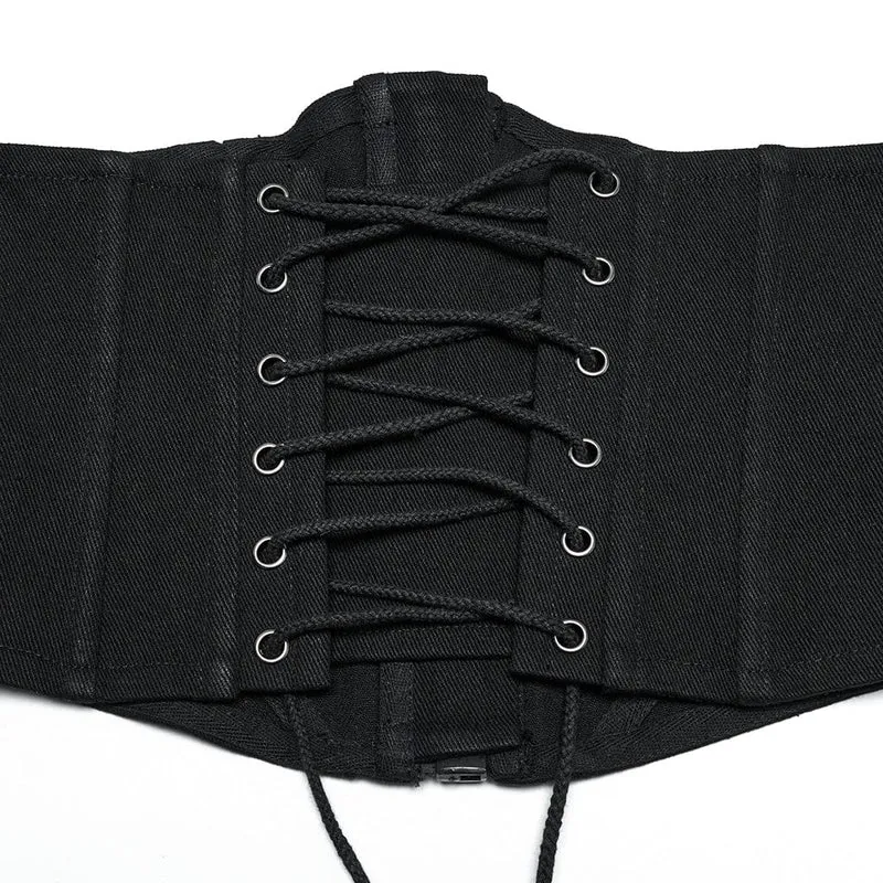 Punk Mesh Splice Zipper Unterbrustkorsett für Damen