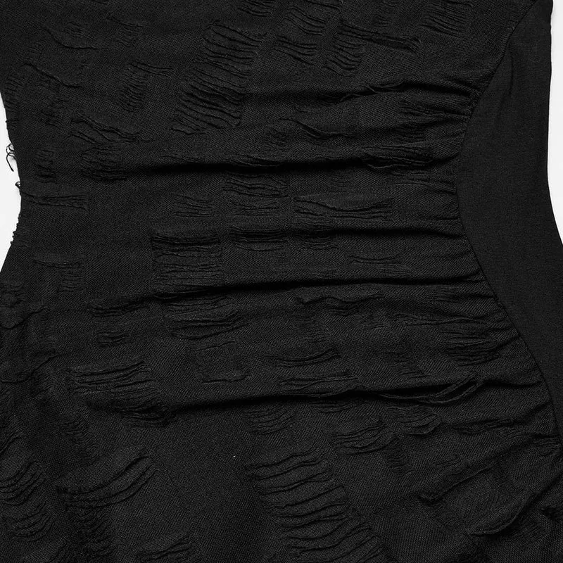 Damen Punk Unregelmäßig Zerrissen Musik Festival Kleid mit Kapuze