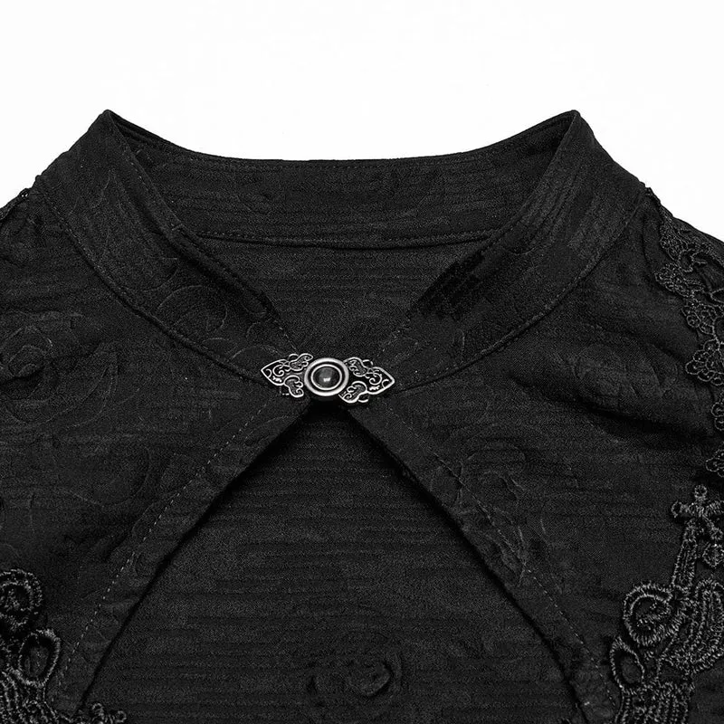 Gothic Cheongsam-Kleid für Damen mit Kragen, floraler Stickerei, Abschlussballkleid