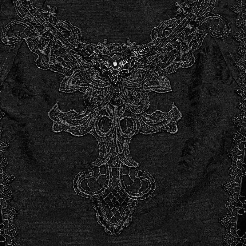 Gothic Cheongsam-Kleid für Damen mit Kragen, floraler Stickerei, Abschlussballkleid