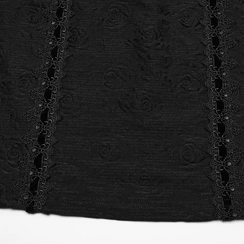 Gothic Cheongsam-Kleid für Damen mit Kragen, floraler Stickerei, Abschlussballkleid