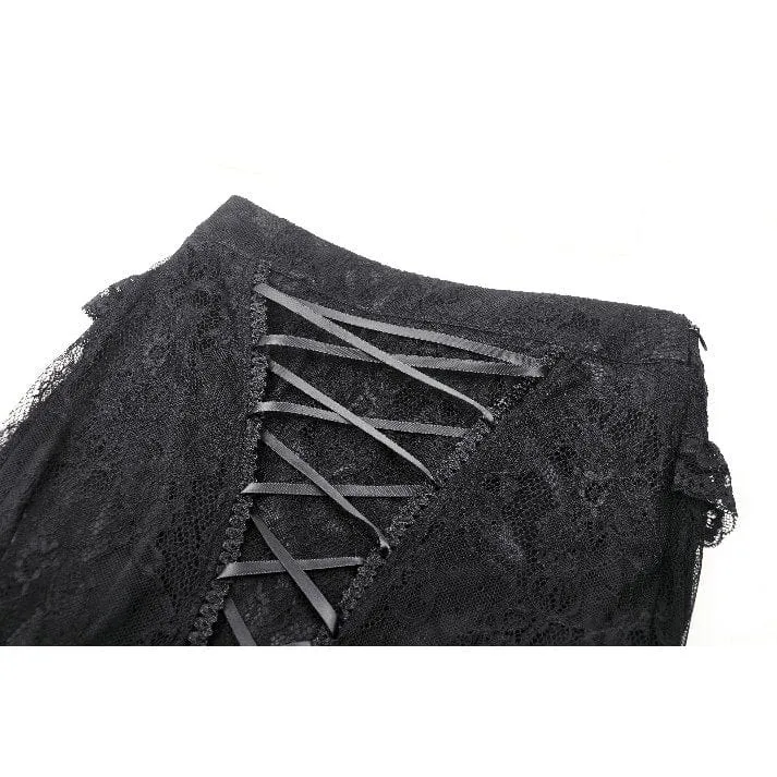 Gothic-Schnürrock aus Netzstoff mit Fischschwanzspitze für Damen
