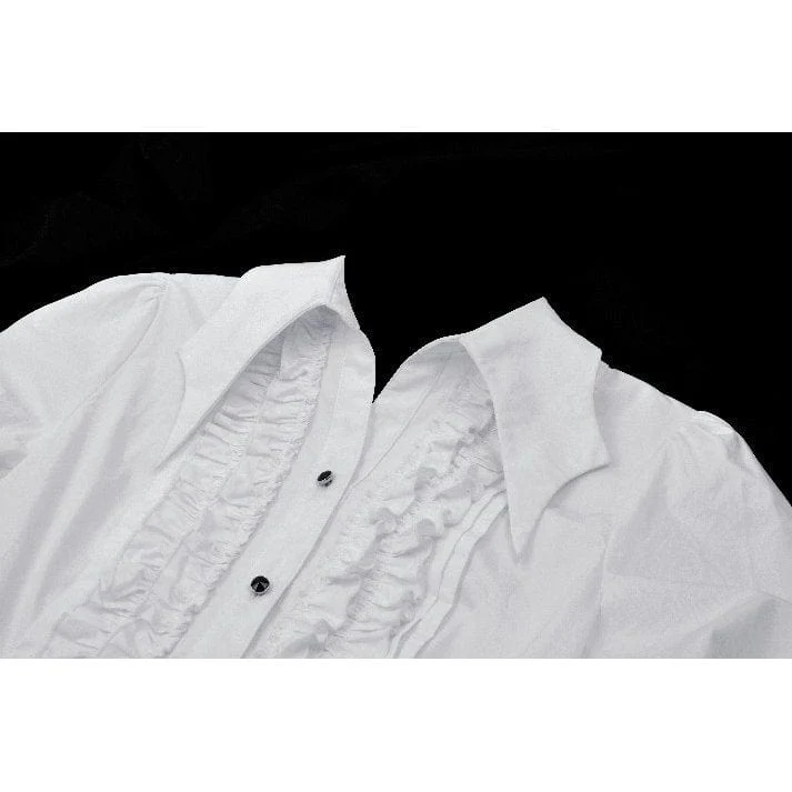 Gothic Rüschenhemd mit Fledermauskragen für Damen
