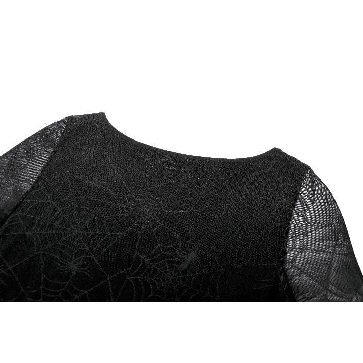 Gothic-Spinnennetz-Hexenkleid mit Schnürung für Damen
