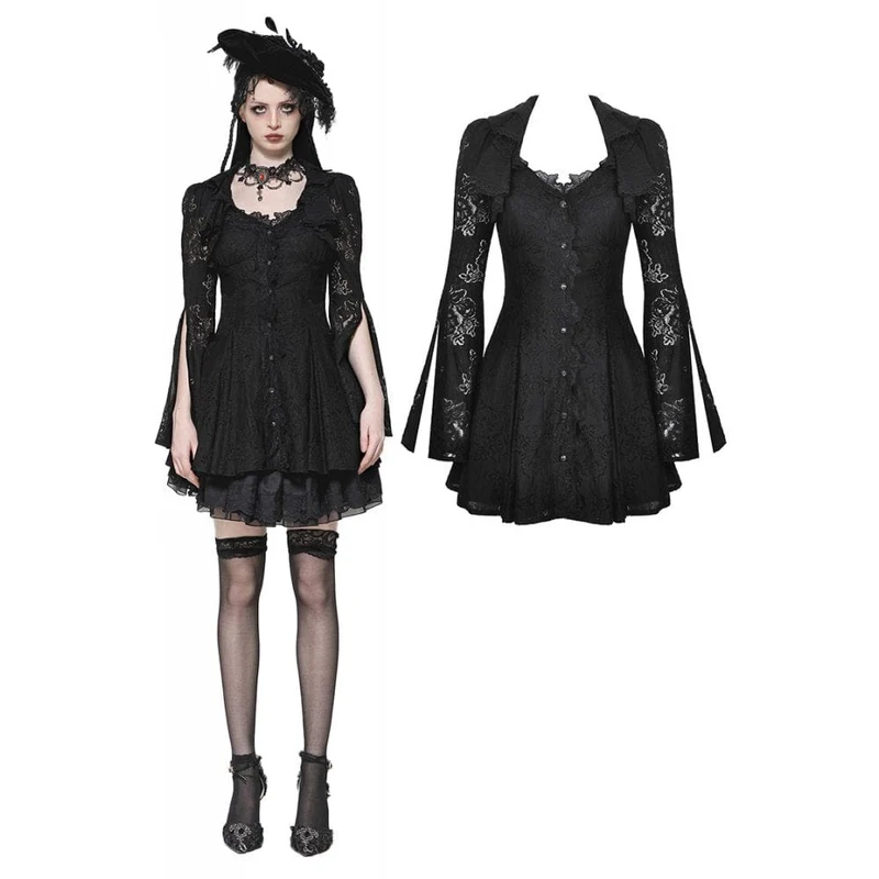Gothic-Kleid für Damen mit ausgestellten Ärmeln und Schnürung, ideal für Flitterwochen oder Abschlussfeiern
