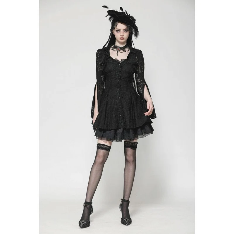 Gothic-Kleid für Damen mit ausgestellten Ärmeln und Schnürung, ideal für Flitterwochen oder Abschlussfeiern