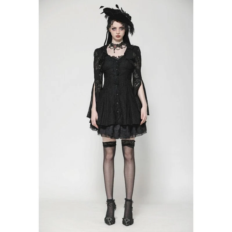 Gothic-Kleid für Damen mit ausgestellten Ärmeln und Schnürung, ideal für Flitterwochen oder Abschlussfeiern