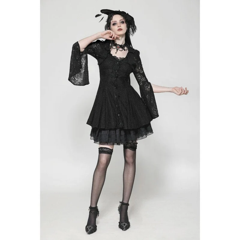 Gothic-Kleid für Damen mit ausgestellten Ärmeln und Schnürung, ideal für Flitterwochen oder Abschlussfeiern