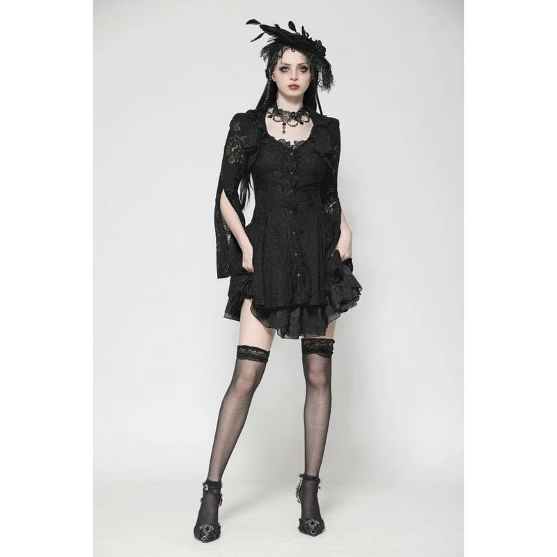 Gothic-Kleid für Damen mit ausgestellten Ärmeln und Schnürung, ideal für Flitterwochen oder Abschlussfeiern