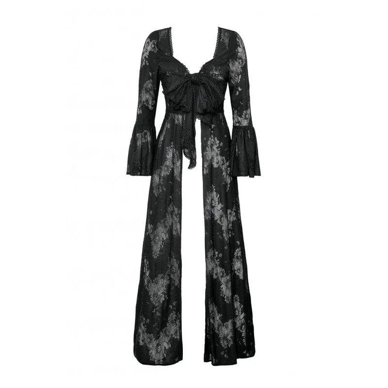 Gothic-lange Jacke mit ausgestellten Ärmeln und Schnürung aus Spitze für Damen