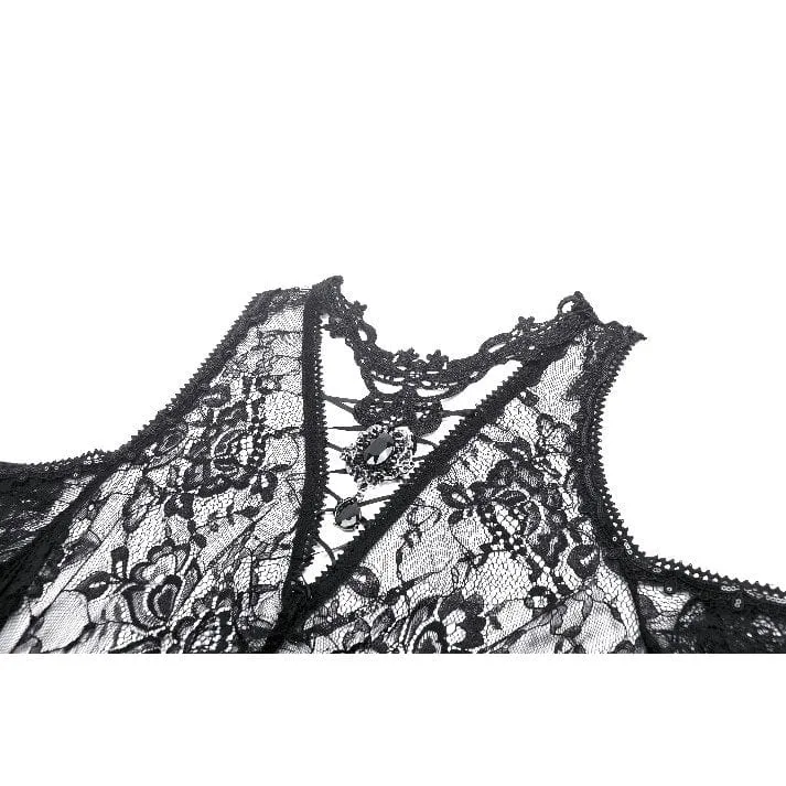 Gothic-Brautkleid für Damen mit schulterfreiem, unregelmäßigem Spitzenbesatz