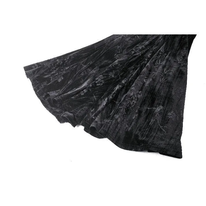 Gothic-Abendkleid mit Rosenstickerei aus Samt für Damen, Meerjungfrauen-Stil, Hochzeitskleid