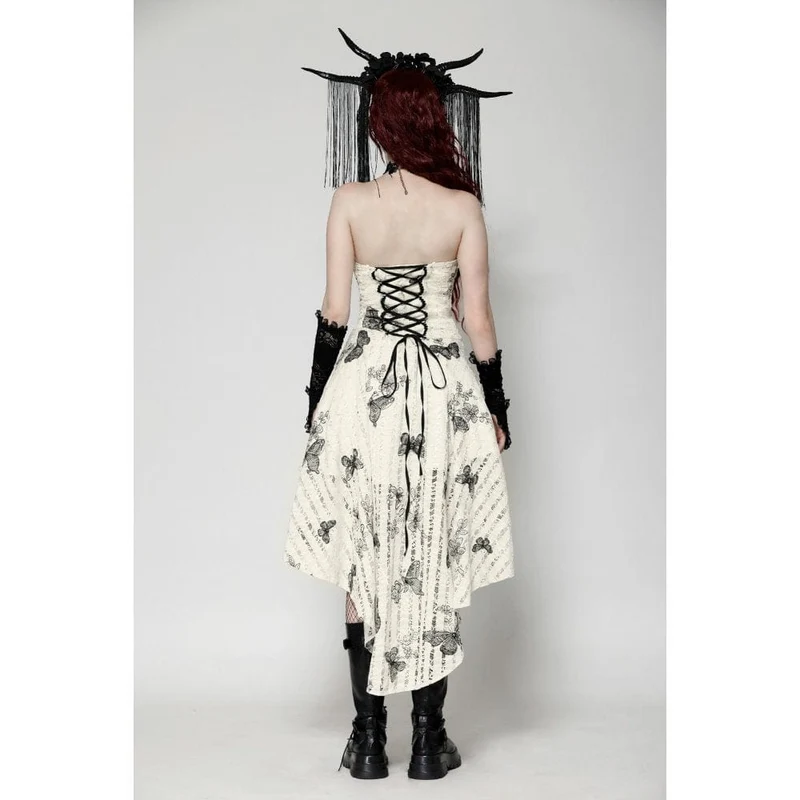 Flitterwochenkleid mit Punk-Schmetterlingsstickerei für Damen, hoch/tief