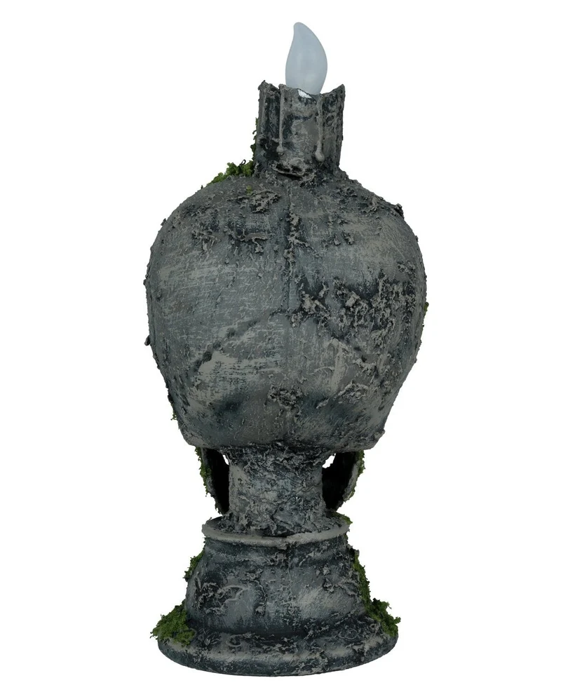 Moosbewachsener Totenkopf mit Kerzenlicht 35cm