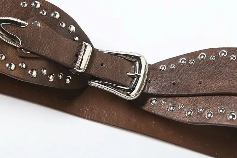 Rivet PU leather decor belt