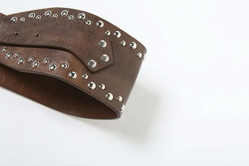 Rivet PU leather decor belt