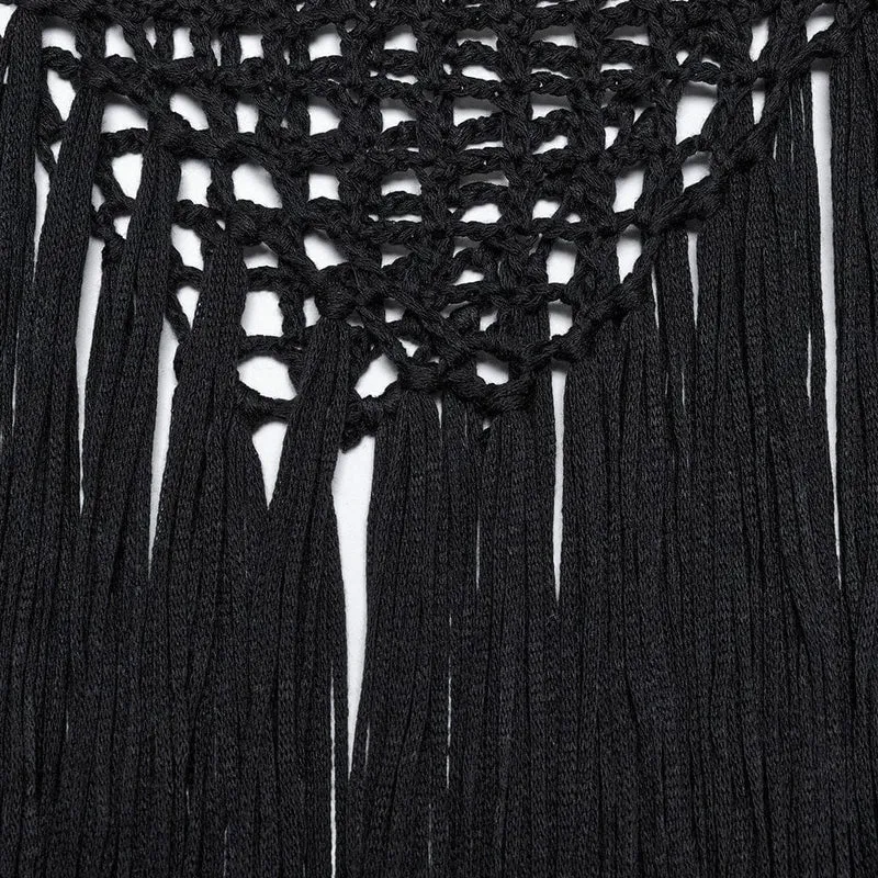Gothic-Pullover mit ausgehöhlten Quasten für Damen in Schwarz
