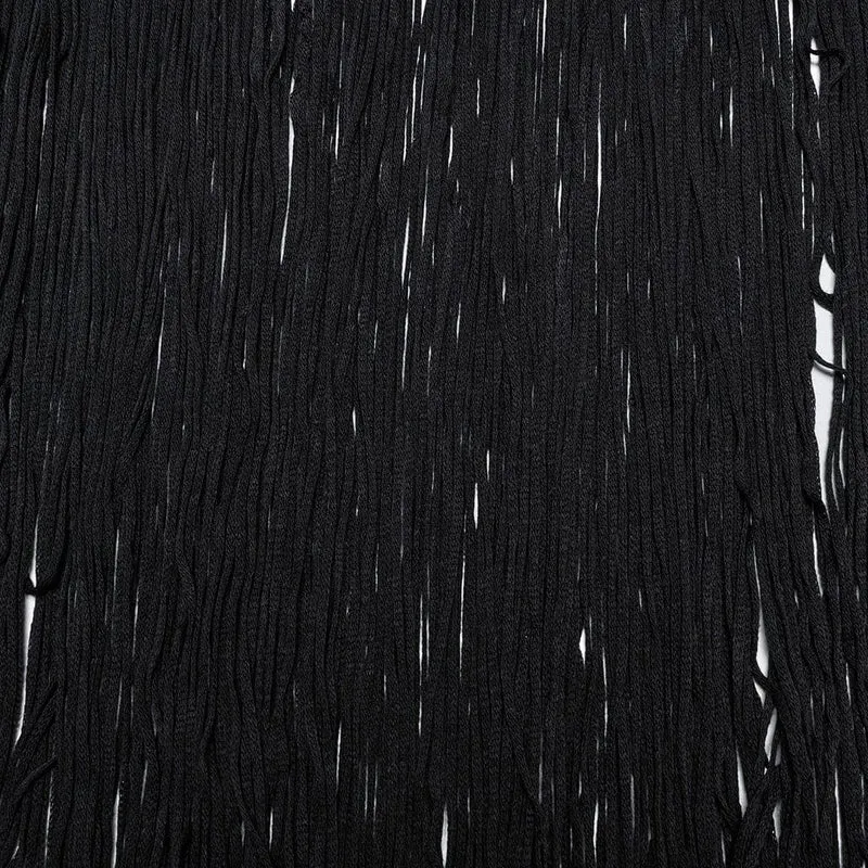 Gothic-Pullover mit ausgehöhlten Quasten für Damen in Schwarz
