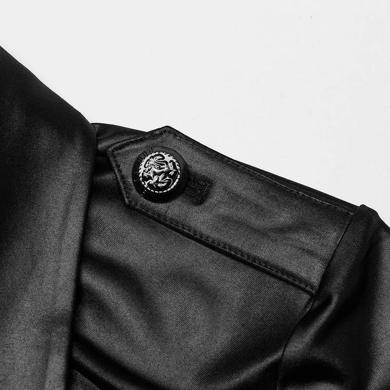 Punk-Militärhemd mit Umlegekragen und Schnürung für Damen