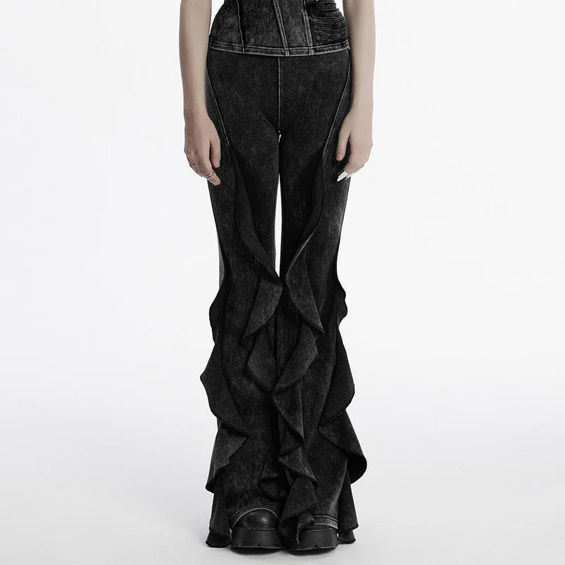 Schlaghose im Punk-Stil mit Rüschen für Damen