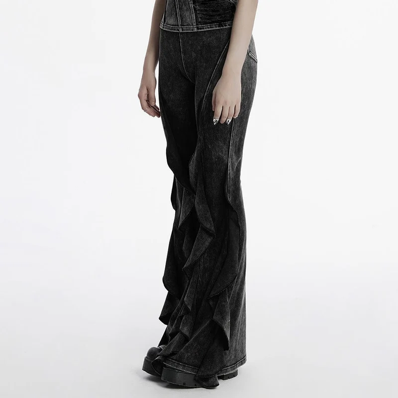 Schlaghose im Punk-Stil mit Rüschen für Damen