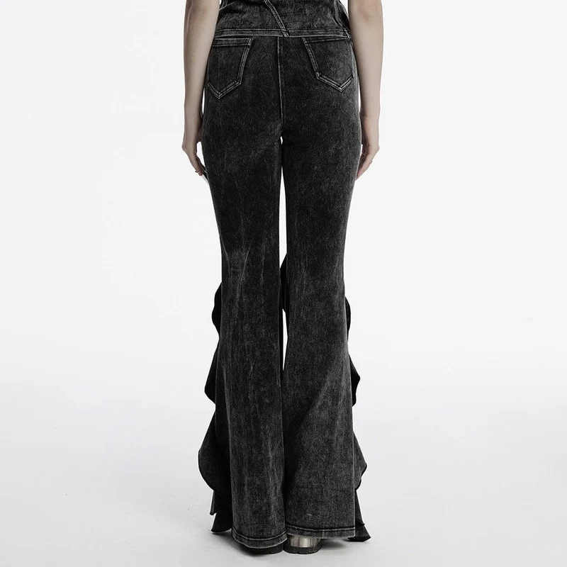 Schlaghose im Punk-Stil mit Rüschen für Damen