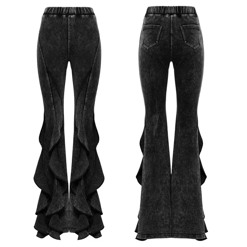Schlaghose im Punk-Stil mit Rüschen für Damen
