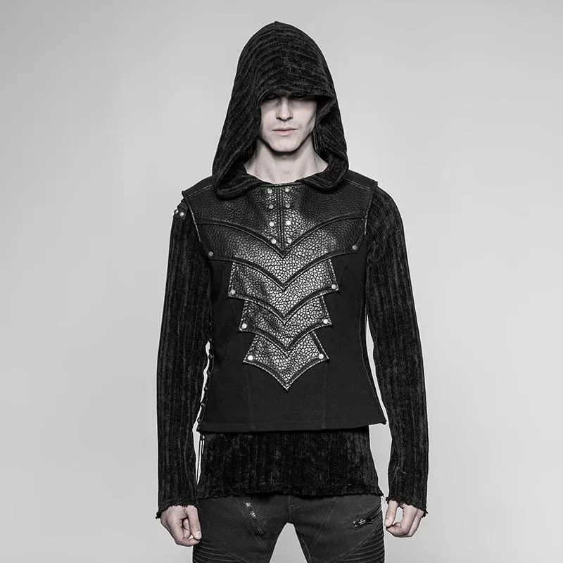 Punk-Weste mit Kunstlederdetails für Herren