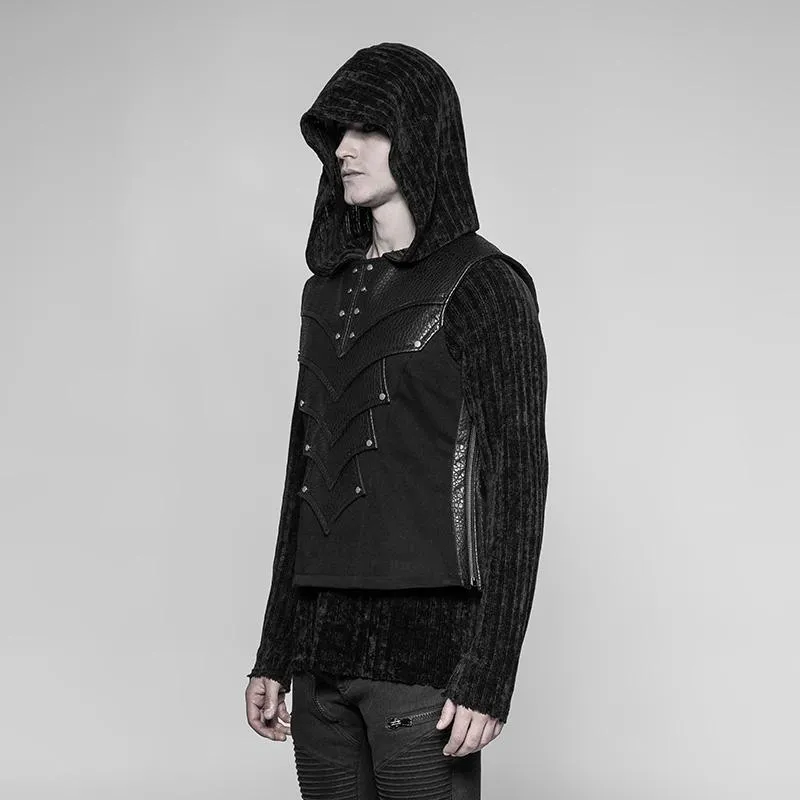 Punk-Weste mit Kunstlederdetails für Herren