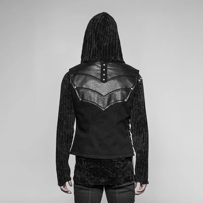 Punk-Weste mit Kunstlederdetails für Herren