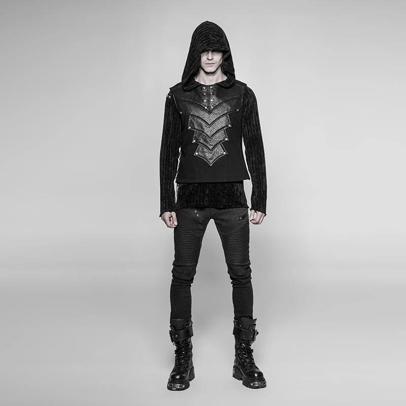 Punk-Weste mit Kunstlederdetails für Herren